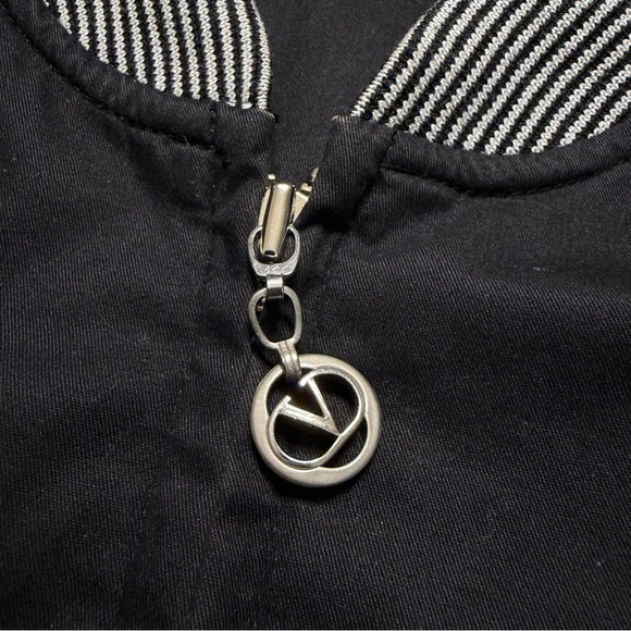 Vintage Valentino Jeans Cotton Bomber Full Zip Jacket Mens 44 Large Black Stripe - Picture 6 of 15